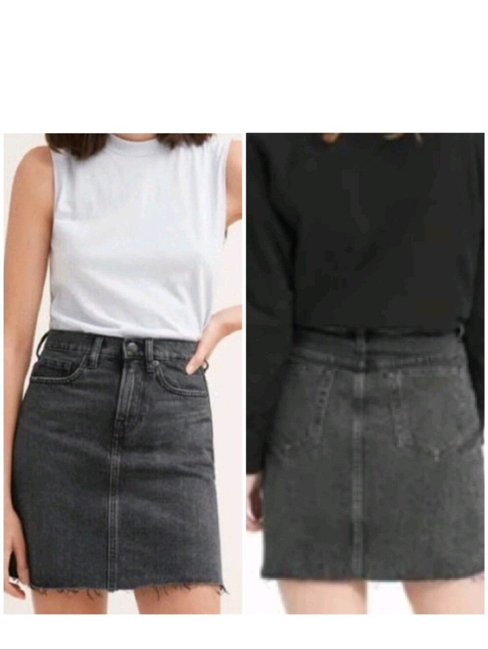 Everlane The Denim Skirt Raw Hem Faded Black 27